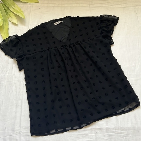 GRACE KARIN 2023 Casual Swiss Dot Chiffon V Neck Short Sleeve Flowy Blouse - Picture 6 of 11